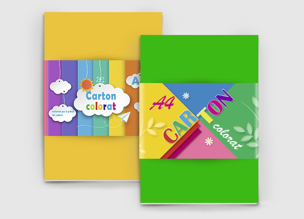 Carton colorat, 10 file
