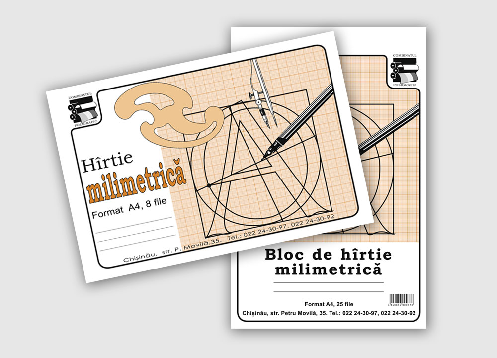 Hârtie milimetrică A4, 8/25 file 