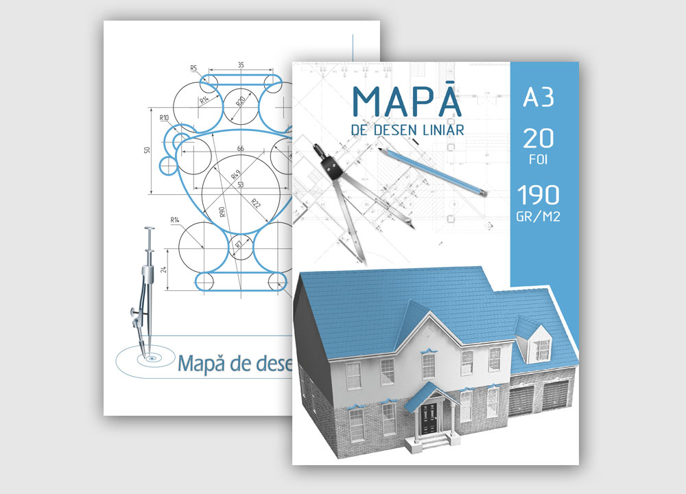 Mapă de desen liniar A3, 20 file 140-190-gr